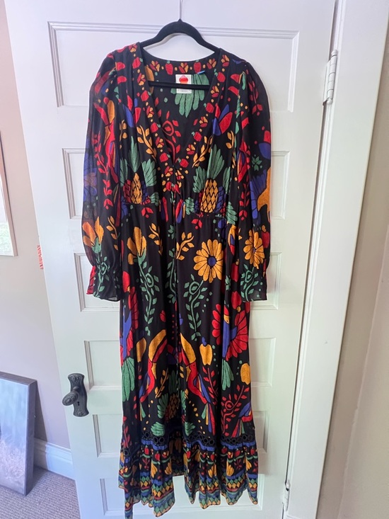 FARM Rio Dresses & Skirts - Farm Rio for Anthropologie Black Floral Maxi Dress with Multicolor Print